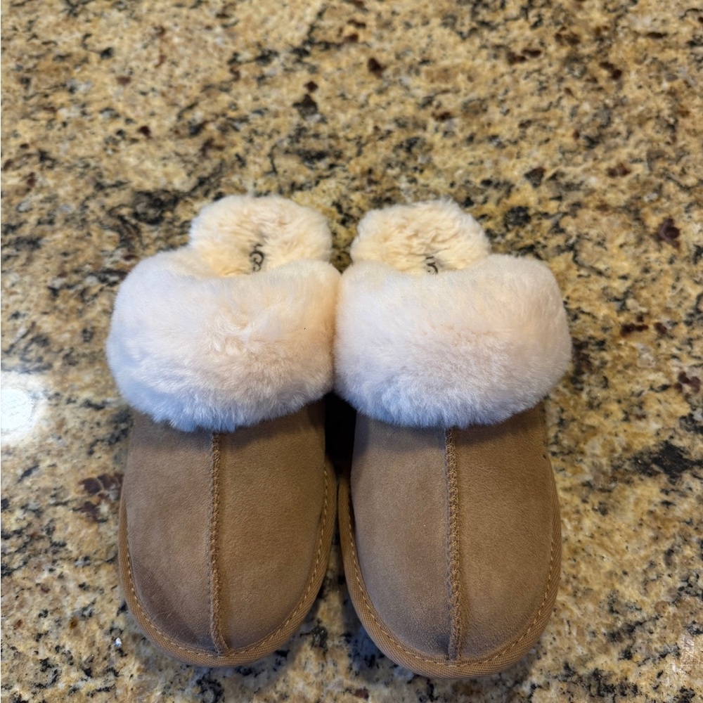 Cozy Tan and Cream Kids Slippers